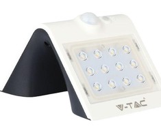 Sieninis šviestuvas 1,5W sieninis lauko šviestuvas su saulės baterija V-TAC, 4000K+400K(natūraliai balta), baltu + juodu korpusu.