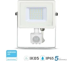 V-TAC LED projektorius 30W 2400lm 6400K LED SAMSUNG su judesio jutikliu PIR Baltas IP65 459
