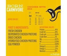 Vafo Prahs Born Carnivore, sausas ėdalas suaugusioms katėms, vištiena su kiaušiniu, 1,25 g, maišelis