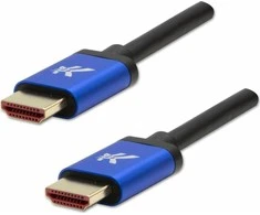 Vaizdo kabelis HDMI M – HDMI M, HDMI 2.1 – itin didelės spartos, 1 m, paauksuotos jungtys, aliuminio korpusas, mėlynas, logotipas 8K@60Hz, 48Gb