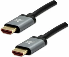 Vaizdo kabelis HDMI M – HDMI M, HDMI 2.1 – itin didelės spartos, 2 m, paauksuotos jungtys, aliuminio korpusas, pilkas, logotipas 8K @ 60Hz, 48Gb/s
