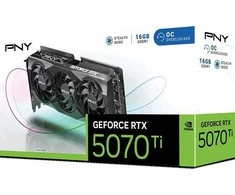 PNY GeForce RTX 5070 Ti trijų ventiliatorių perkrauta 16 GB GDDR7 DLSS4 vaizdo plokštė (VCG5070T16TFXPB1-O)