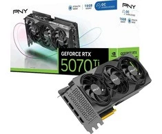 PNY GeForce RTX 5070 Ti trijų ventiliatorių perkrauta 16 GB GDDR7 DLSS4 vaizdo plokštė (VCG5070T16TFXPB1-O)