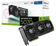 PNY „Cc7fc GeForce RTX 5070“ trijų ventiliatorių perkrauta 12 GB GDDR7 DLSS4 vaizdo plokštė (VCG507012TFXPB1-O)