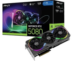 Vaizdo plokštė PNY GeForce RTX 5080 ARGB EPIC-X RGB Overclocked 16GB GDDR7 DLSS4 grafikos korta (VCG508016TFXXPB1-O)