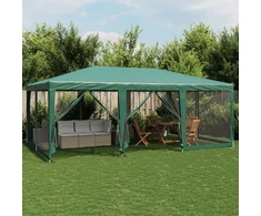 Proginė palapinė su 10 tinklinėmis sienomis, žalia, 6x4m, HDPE