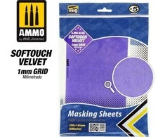 „Vallejo Ammo“: „Softouch Velvet“ maskavimo lakštai – 1 mm tinklelis – klijai (290 x 145 mm) (5)