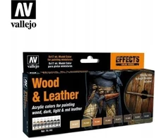 Vallejo Vallejo: 70.182 – Modelio spalva – Efektai – Mediena ir oda (8 x 18 ml)