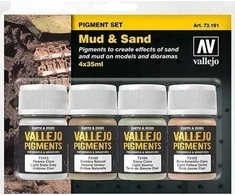 Vallejo: 73.191 - Pigmentų rinkinys - Purvas ir smėlis (4 x 35 ml)