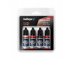 Vallejo: 77.254 – True Metallic Metal – Rubino raudona dažų rinkinys