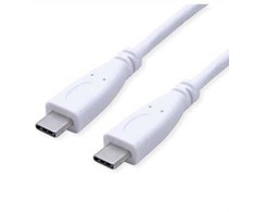 VALUE USB 3.2 Gen 2 kabelis, PD (maitinimo) 20V5A, su Emark, C-C, M/M, baltas, 0,5 m