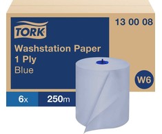 Valymo popierius Tork Basic W6 viensluoksnis mėlynas 6 ritinėliai/dėžutė 130008