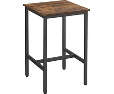 VASAGLE baro stalas, kvadratinis, plieno rėmas, 60x60x92 cm, industrinis, rudas ir juodas, LBT25X