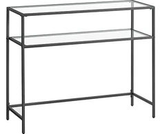 VASAGLE konsolinis staliukas su 2 grūdinto stiklo lentynomis ir metaliniu rėmu ULGT025B01