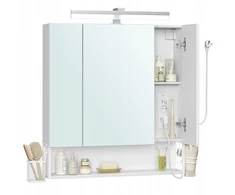Vasagle Badschrank mit Steckdosen und 3 Türen wolkenweiß