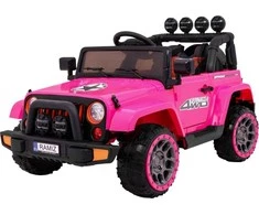 Ramiz Visureigis "Full Time 4WD" vaikams Rožinis + 4x4 pavara + Nuotolinio valdymo pultas + LED garso signalas + Daiktadėžė