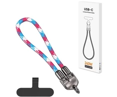USB kabelis Vega ECOBOX* TYP-C į TYP-C su riešo raišteliu 240 W rausvai mėlynas (36077)