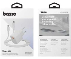Energea Laidinis įkroviklis Bazic Goport Velox Kit 1xUSB-C 1xUSB-A GaN 35W with cable baltos spalvos