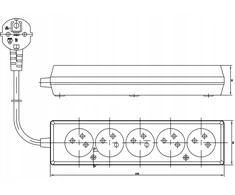 Velstro Prailgintuvas 5 lizdų su/be 10A 5m /OMY 3x1/ baltas PS-570 T-105820