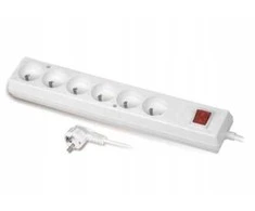 Velstro Jungiklis su jungikliu 6 lizdų su/u 10A 5m /OMY 3x1/ baltas PS-670WS T-106220