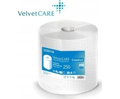 Velvet Velvet „Care Comfort“ 250 m, 2 vnt., celiuliozės baltos spalvos valytuvų ritinėlis