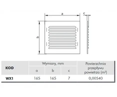 Ventika Metalinė grotelė su tinkleliu 165x165mm chromas WX1CHR