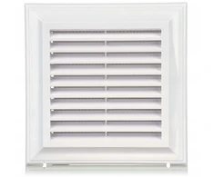 Ventika Vėdinimo grotelės 140x300mm su tinkleliu ir stačiakampiu flanšu 100x256mm baltos EL300A