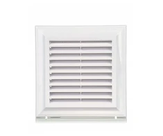 Ventika Vėdinimo grotelės 180x180mm su tinkleliu ir apvaliu flanšu fi 125mm baltos EL180AK