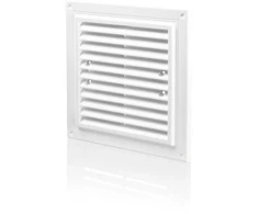 Ventika Vėdinimo grotelės MWR 175X175mm su tinkleliu ir tvirtinimo laikikliais baltos spalvos MWR175X175