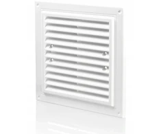 Ventika Vėdinimo grotelės MWR 250X180mm su tinkleliu ir tvirtinimo laikikliais baltos spalvos MWR250X180