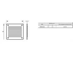 Ventika Vėdinimo gaubtas su tinkleliu 165x165mm metalinis chromuotas WX908CHR