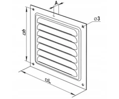 Ventika Vėdinimo gaubtas iš plieno 125x125mm milteliniu būdu dažytas baltas WM300