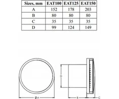 Ištraukiamasis ventiliatorius EUROPLAST EAT125