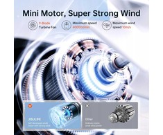Jisulife rankinis ventiliatorius Life9 3600mAh Portable USB Fan - pilkos spalvos