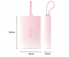 Vention 10000mAh power bank with LED ekranas, USB-C + Lightning + USB-A, 22.5W (pink)