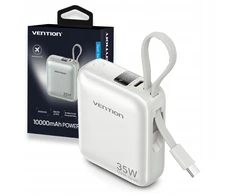 „Vention“ 10000mAh 35W – išorinė baterija su USB-C laidu (smėlio spalvos)