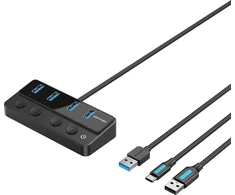 „Vention 5-in-1“ USB 3.0 šakotuvas su atskirais maitinimo jungikliais