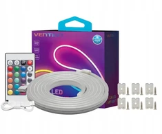 Vention silikoninė neoninė LED juosta su IR nuotolinio valdymo pultu ir 12 V nuolatinės srovės maitinimo šaltiniu, 5 m