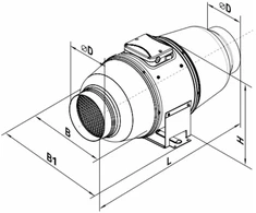 Vents Kanalinis ventiliatorius 160 mm 230V 75W 555 m3/h 33 dB garso izoliacijos korpusas TTSILENTM-160