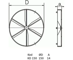 Vents Atbulinis vožtuvas ventiliatoriams, skersmuo 150 mm (KO150)