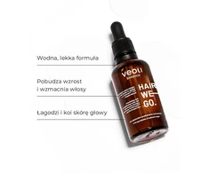 Veoli Botanica „Hair We Go“ stimuliuojantis ir stiprinantis galvos odos losjonas su vandeniu, kurio sudėtyje yra 3 % Baicapil™ ir 2 % Sangmodan, 50 ml