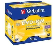 Verbatim Blank DVD+RW SERL 4.7GB 4x 5 Pack Jewel