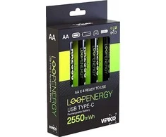 Verico LoopEnergy ličio jonų AA2550 baterija, USB-C, 4 vnt. pakuotė, mažmeninė kaina