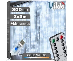 Verk Girlianda- užuolaida Vilde 300 LED su pultu 3 m