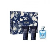 Versace rinkinys: Pour Homme tualetinis vanduo vyrams, 50 ml + Pour Homme balzamas po skutimosi, 50 ml + Pour Homme plaukų ir kūno losjonas visų tipų odai, 50 ml