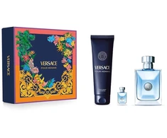 Set Versace: Pour Homme Eau De Toilette For Men, 100 ml + Pour Homme Dušo želė For Hair &amp; Body For All Skin Types, 150 ml + Pour Homme Eau De Toilette For Men, 5 ml *Miniature