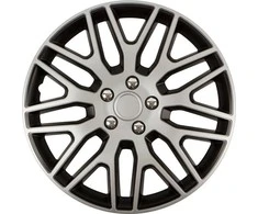 Kołpak versaco Ratų gaubtas 1 vnt. Dakar NC, juodas ir sidabrinis su chromuotais varžtais 14"