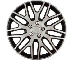 Kołpak versaco Ratų gaubtas 1 vnt. Dakar NC, juodas ir sidabrinis su chromuotais varžtais 16"