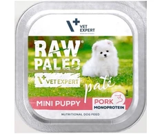 Vetexpert RAW PALEO Pâte Mini Puppy Pork – drėgnas ėdalas šunims – 150g