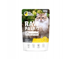 Kačių Maistas - VetExpert Raw Paleo Suaugusių Sterilizuotų Vištienos Drėgnas 100g